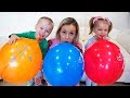 Gaby Alex and Mommy playing with Balloons and Learns colors