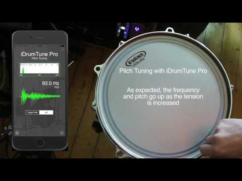 Drum tuning with iDrumTune Pro drum tuner app - pitch range of 13&quot; tom drum