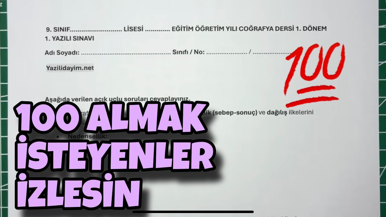 9.Sınıf Coğrafya 1.Dönem 1.Yazılı