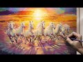 Horse Painting Acrylic | Painting Running Horses of the Sun