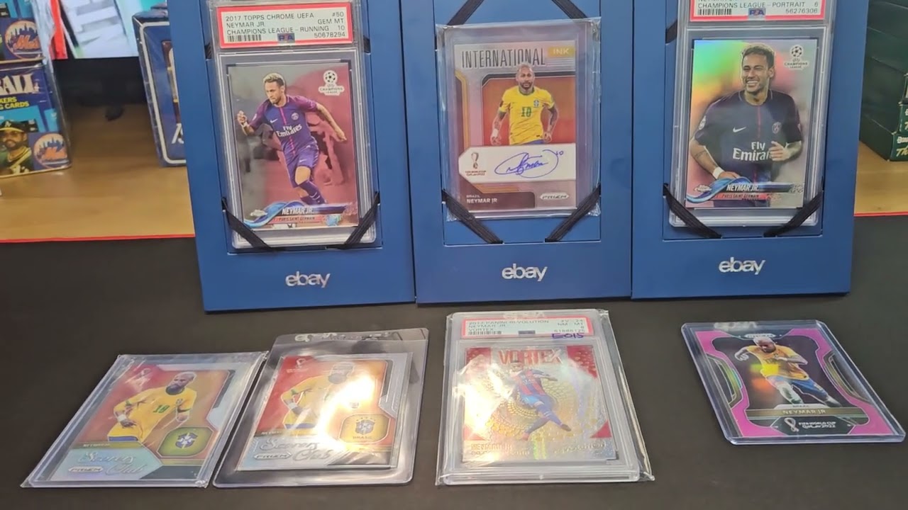 Neymar Jr. Autograph Lot of 7 Soccer Cards–PSA Graded – Rare Champions League & World Cup Collection