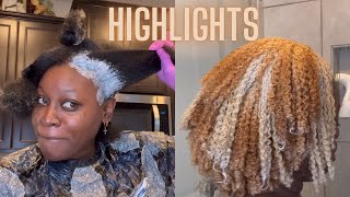 Attempting Highlights On My Natural Hair | I Used #Olaplex To Save My Curls Pt.2 Bleach Hair At Home