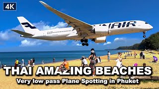 【 4K】Thailand Amazing Beaches | Very low pass Plane Spotting in Phuket | Jan 2022