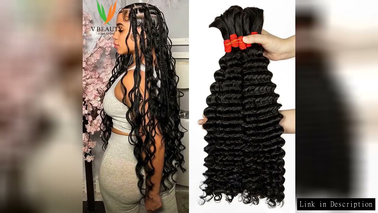 Human Braiding Hair Boho Braids Human Hair No Weft Deep Wave Human Hair Bulk Natural Color wavy Huma