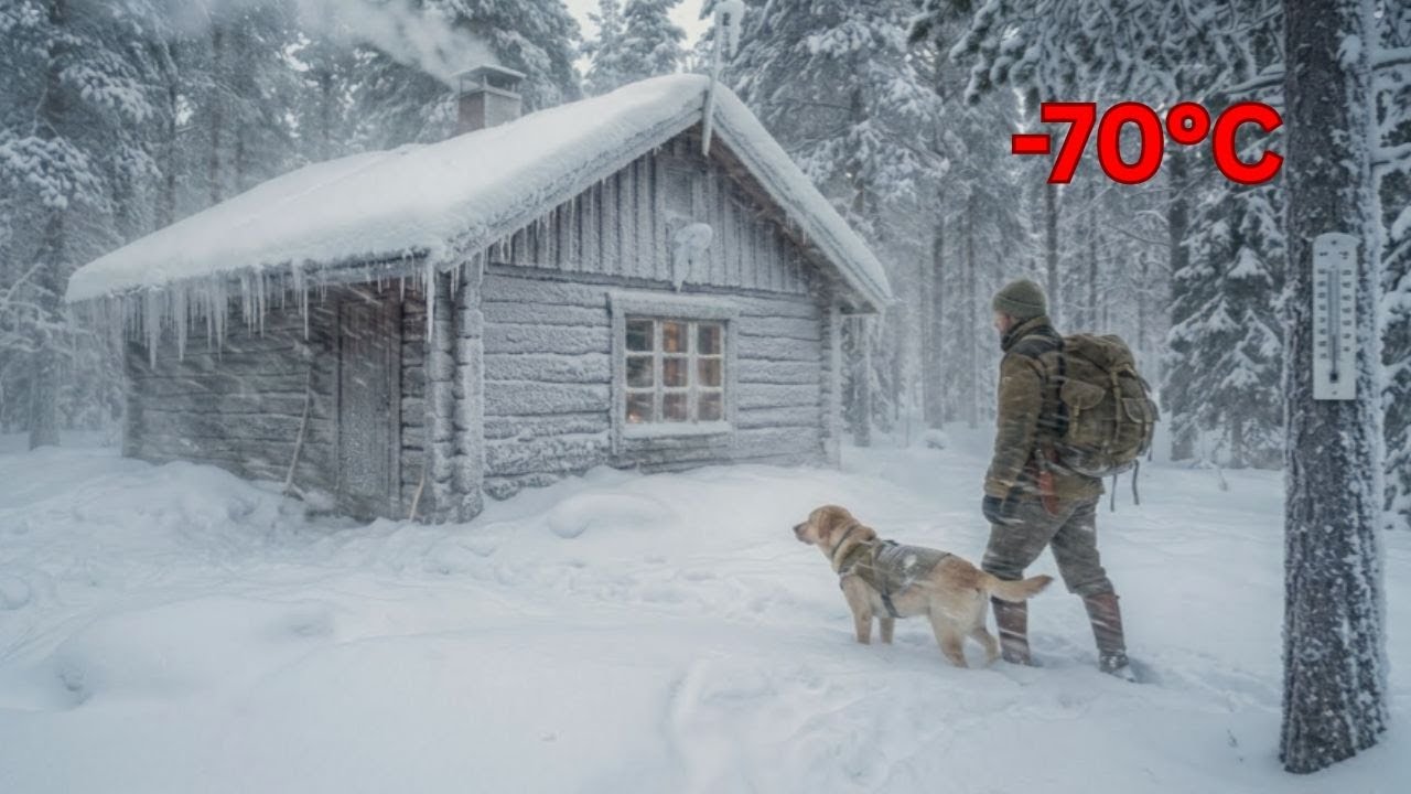 I Survived a -70°C Blizzard in a Log Cabin | Extreme Off Grid Winter ...