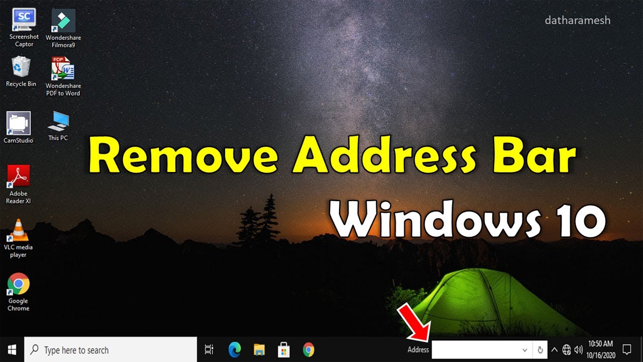 How To Remove Address Bar From Windows 10 Taskbar YouTube