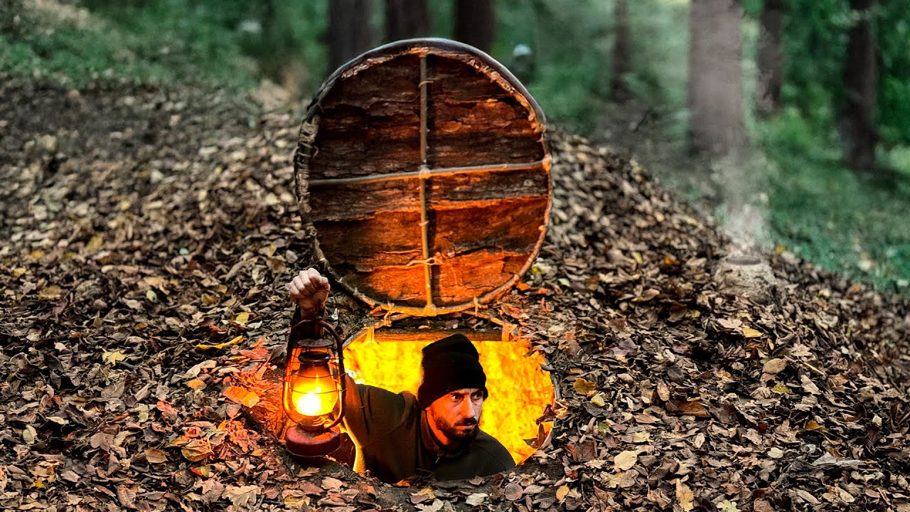 Building a Warm and Secret Dugout for Survival Deep Underground | Bushcraft, Secret Cave