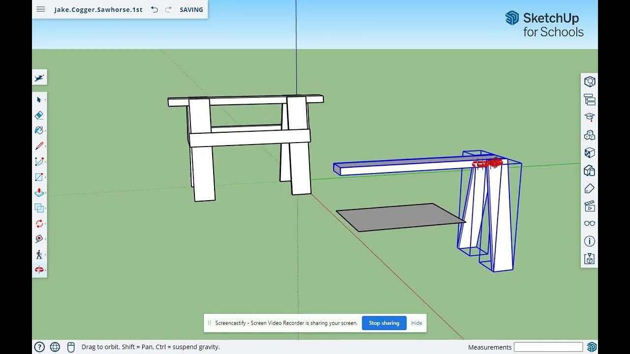 How to draw a SAWHORSESketchup for SchoolsVideo 2, Draw your legs
