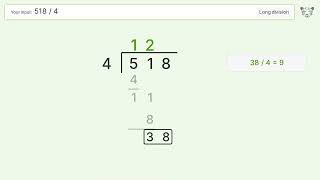 Long Division Problem 518/4: Step-by-Step Video Solution