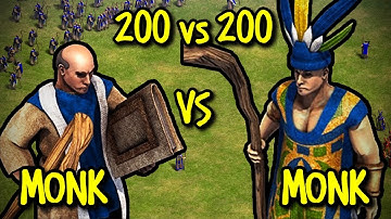 200 MONKS vs 200 MONKS (Aztecs) | AoE II: Definitive Edition