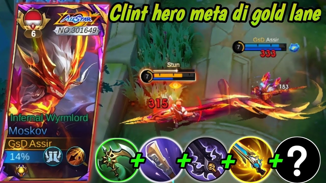 MUSUH TERSAKIT DI GOLD LANE?! CLINT RUSUH BIKIN MOSKOV SULIT FARMING 🤕 | MLBB!! 