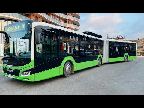 თბილისი. 18-მეტრიანი ავტობუსები უკვე გამოვიდნენ ხაზზე. მარშრუტი N 302. დიდი დიღომი- მაღლივი.