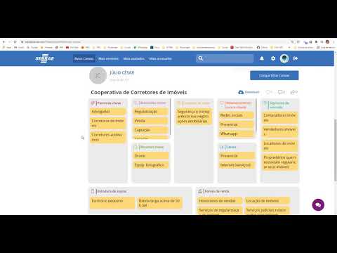 Plataforma online do SEBRAE para gerar MODELO DE NEGÓCIO (BMC - Business Model Canvas)