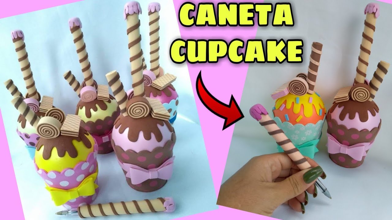 Caneta cupcake em eva