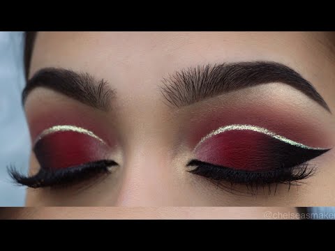 tutorial - Red cut crease + glitter