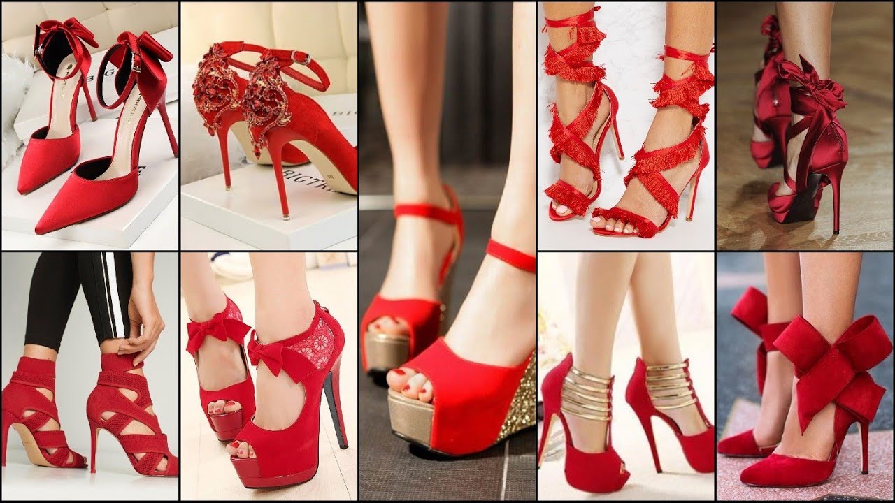Red High Heels Farewell shoes, Red Sandals, Party Red Heels, College ...