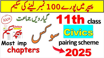 11th class Civics pairing Scheme 2025 |1st year civics paper pattern 2025|1st year civics guess 2025