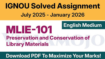 IGNOU MLIE 101 Solved Assignment 2025-26 English Medium PDF Download | MLIS Solved Assignment
