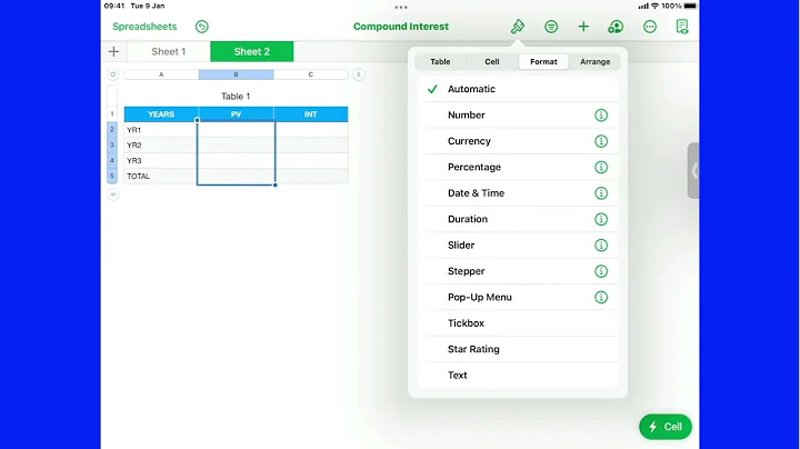 Create  a Compound Interest Spreadsheet in Numbers