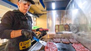 Roast of Beef and Soft Sausages from Italy, Huge Sandwiches. Italy Street Food
