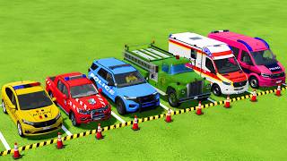TRANSPORTING POLICE CARS, FIRE DEPARTMENT, AMBULANCE VEHICLES WITH MAN TRUCKS ! Farming Simulator 25 screenshot 4