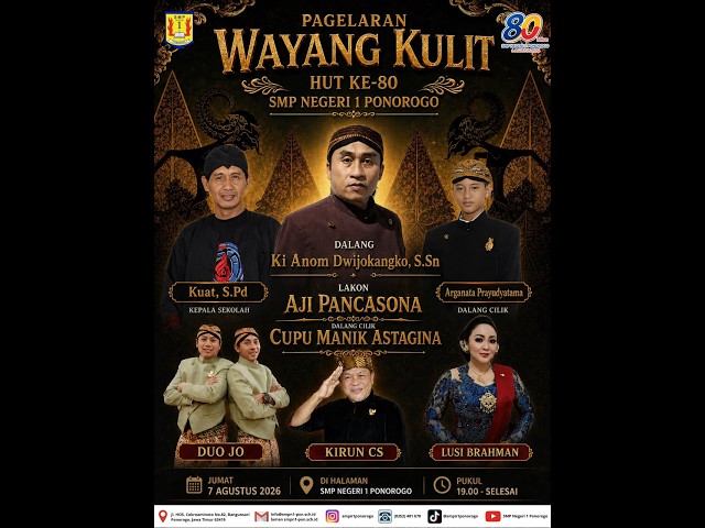 LIVE WAYANG KULIT HUT KE 80 SMPN 1 PONOROGO - 7 AGUSTUS 2026