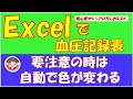 Excelで血圧管理表を作ろう。血圧を測って数値を入力するだけで要注意の時は自動で色が変わります。グラフができて一目瞭然！これは便利です。