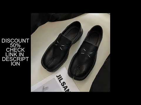 New Split Toe Shoes Men S Loafers Single Shoes Casual Women Flat Shoes Genuine LeatherLace Up Thick