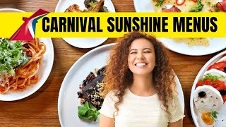 Carnival Sunshine Menus and Food Highlights  Included Food & Specialty Dining