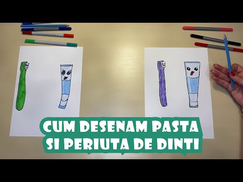 Cum să desenezi periuța și pasta de dinți