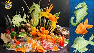 Sea Bed Carving made using vegetables | Vegetable carving |Fruit & Vegetable carving |Vegetable Art| screenshot 5