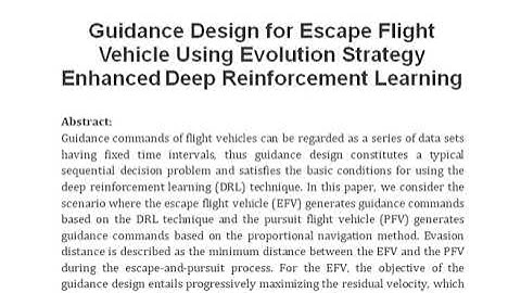 Guidance Design for Escape Flight Vehicle Using Evolution Strategy Enhanced Deep Reinforcement Learn