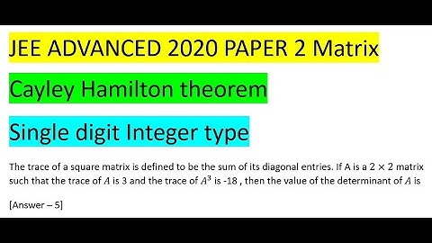 The trace of a square matrix is defined to be the sum of its diagonal entries. If A is a 2×2 #pyq