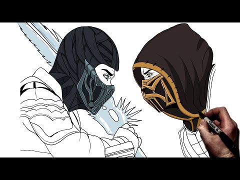 How To Draw Subzero vs Scorpion | Step By Step | Mortal Kombat