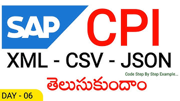 SAP CPI XML  CSV  JSON Data Format Coding | XML  CSV  JSON  Explained with Script in Telugu @TECHCPIZONE