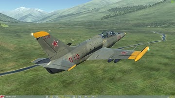 DCS, L39ZA. rockets in an offset pop-up attack.