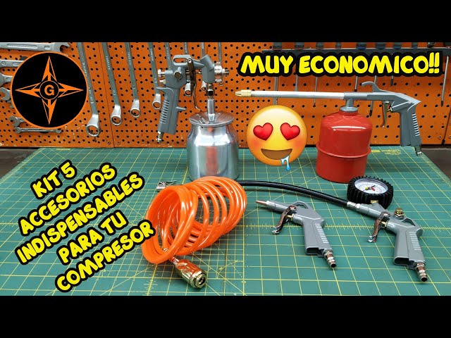 KIT DE 5 ACCESORIOS PARA EL COMPRESOR DE AIRE , MUY ECONOMICO Y DE CALIDAD  