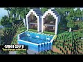 ⛏️ Minecraft Tutorial :: 🏠 How to build a Twin House with Pool [마인크래프트 수영장 있는 쌍둥이 집 만들기]