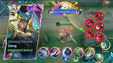 SAVAGE!! ZILONG NEW ONE HIT DAMAGE BUILD - best build & emblem for solo queue (must try) 100% 🏆