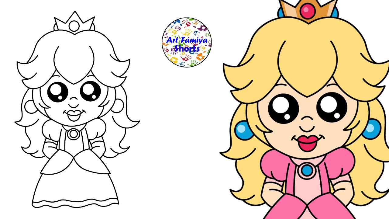 Draw Princess Peach Super Mario Princess Peach Drawing Easy Step by