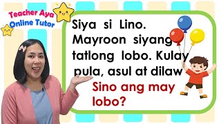 Reading Comprehension- Tagalog | Pagsasanay sa Pagbasa ng Maikling Kwento | Teacher Aya Online Tutor