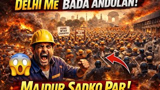 Delhi me kam karrahe majdooron ka huwa bada andolan | kai jagah tod fod | delhi news