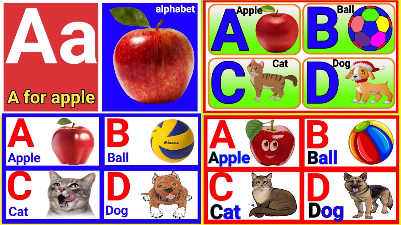 A for apple b for ball,a for apple b for ball c for cat d for dog,abcd,a b  c d,part415 - YouTube