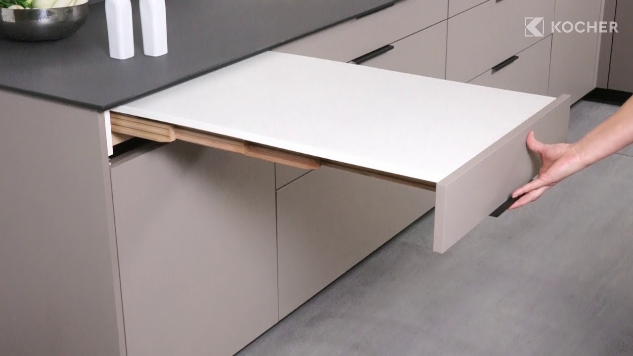 Table escamotable directement intégrée au tiroir 