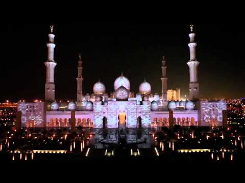 Sheikh Zayed Mosque Abu Dhabi light show clip Full