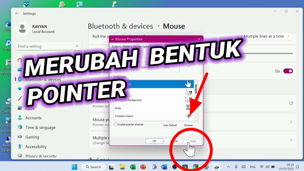 Mengubah Penunjuk Word Mengubah Penunjuk Word