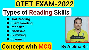 Types of Reading Skills (English Pedagogy) Concept with MCQ JT TGT OTET OSSTET CHT B.Ed/Alekha Sir