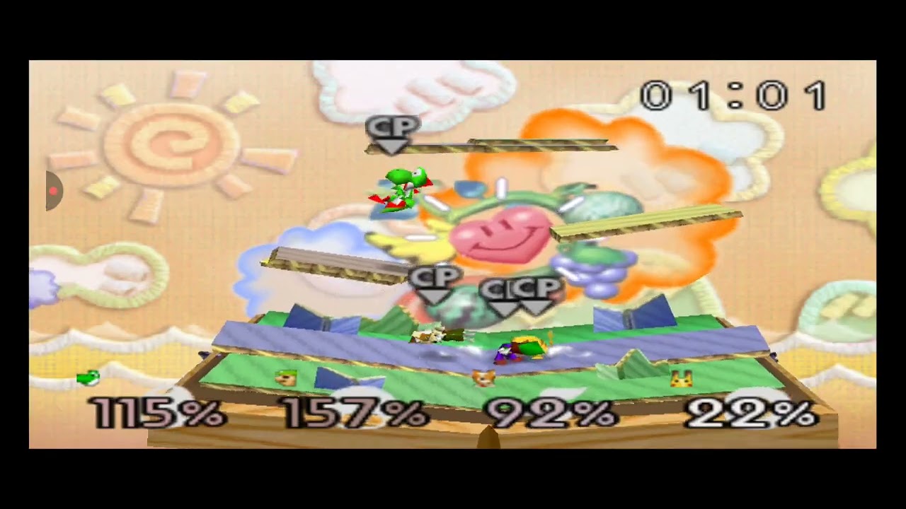 Super Smash Bros 64 Batallas - Yoshi vs Luigi vs Fox vs Pikachu 