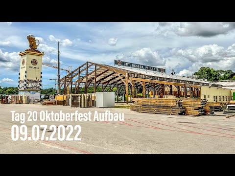 Oktoberfest-Aufbau 2022:  Tag 20 des Aufbaus 09.07.2022 (Samstag)