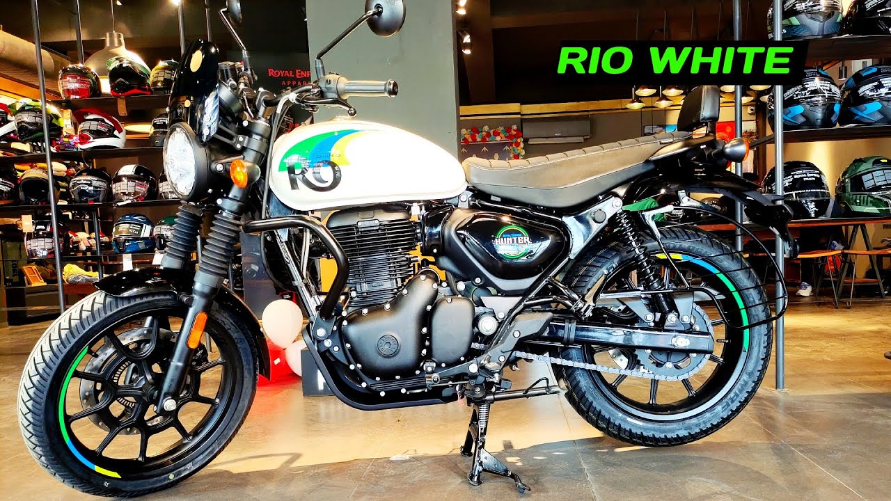 Lo Ji Royal Enfield Hunter 350 Rio White With Navigation 🧭 Detail ...